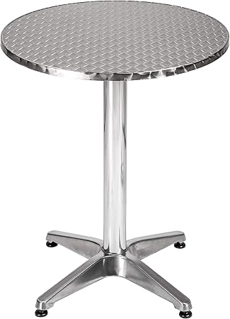 Tectake Table De Bar Haute 2 En 1 Aluminium Hauteur Reglable 74 Ou 114 Cm Argent Amazon Fr Cuisine Maison