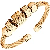 555Jewelry Mens Bracelet Stainless Steel Bracelets for Women Twisted Cable Cuff Bracelet for Men Bead Bracelet Open Cuff Bangles with Charms