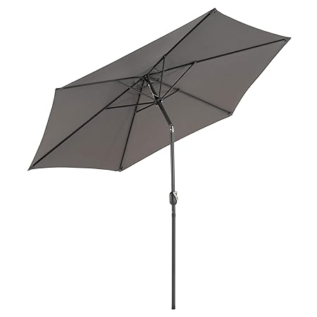 Sonnenschirm Ø 290cm Stahl Gestell UV Schutz UPF 50+ Gartenschirm Marktschirm mit Kurbel und neigbar Schirmstoff anthrazit wa