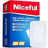Niceful Adhesive Gauze Bandages 2"x3", 50Pcs | Large Bandages, Bordered Gauze, Sterile &amp; Breathable, Medical Grade, First Aid Essential, for Wound and Surgical Incisions