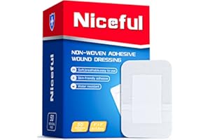 Niceful 50Pcs Adhesive Gauze Island Dressing 2"x3", Water-Resistant Wound Dressing, Sterile & Absorbent Medical Grade Dressing Pad First Aid Dressing Pads