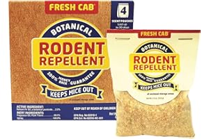 EarthKind EMW7208598 Fresh Cab Rodent, Rats and Mice Repellent With Blend Of Plant Fiber and Botanical Extracts For Use On The Farm, Industrial Settings, Garage or RV, 2.5 Ounce x 4 Scent Pouches