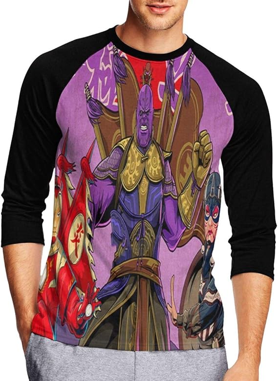 Amazon Co Jp 春 夏 秋 冬のメンズ七分袖 アジアの人気メンズ七分袖 アニメキャラクターオリエンタルvsヨーロッパとアメリカ メンズプリントスリーブtシャツ 服 ファッション小物