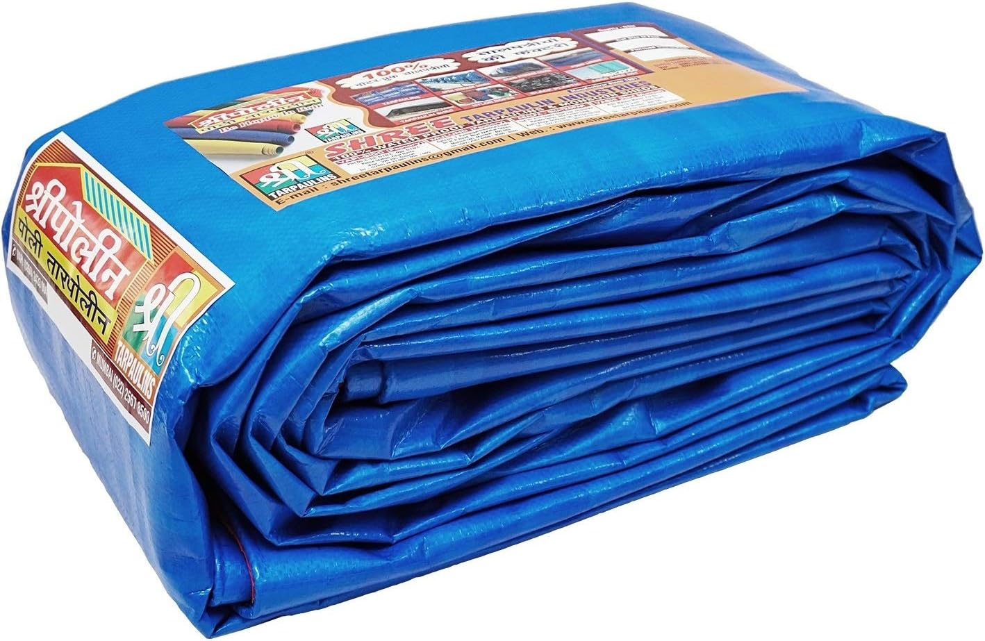 SHREE TARPAULINS Sheets Waterproof 100% Pure Virgin UV Treated 200 GSM Blue Plastic (12 FT X 12 FT)