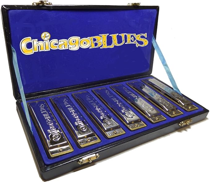 Chicago Blues KHCB7A Complete 7 Major Key Harmonica Party