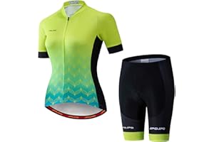 Women Cycling Jersey Set Short Sleeve+5D Padded Bicycle Shorts Quick-dry Reflective 3-Pockets