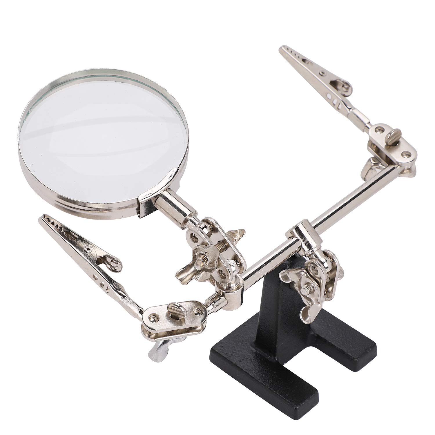 5X Magnifying Glass With Stand Helping Hands Magnifier Loupe Adjustable Hand Free Desktop Magnifying Glass With Clamps And Clips For Hands-Free Reading Soldering Sewing Jewelry Watch Repair Craftwork