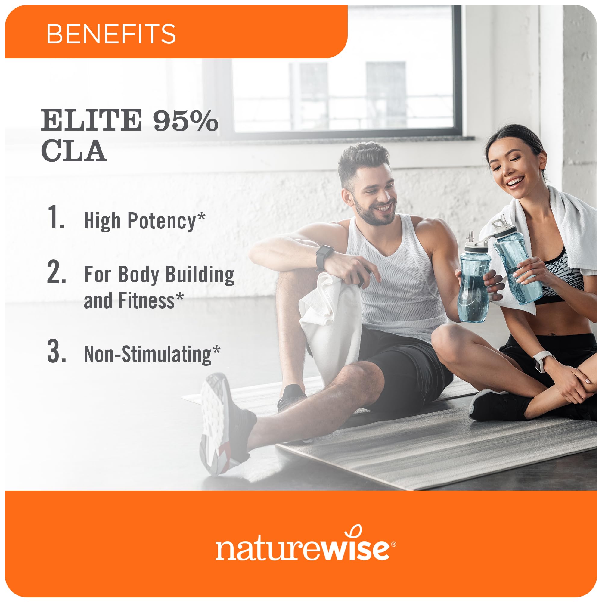 NatureWise CLA 1300 - 95% Active Conjugated Linoleic Acid for Women and Men, Not Stimulating, Supports Weight & Fitness Goals - Non-GMO, Gluten Free - 90 Softgels[1-Month Supply]