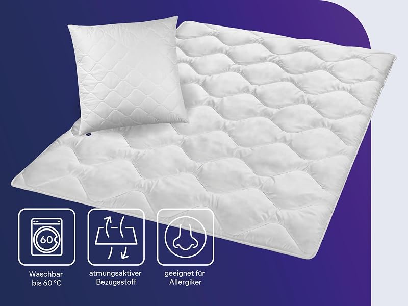 Cozy - Bettenset Mono, 1 x Übergangsbettdecke 135 x 200 Set und 1 x Kopfkissen 80 x 80 cm, Öko-Tex zertifiziert, weiß, entwickelt in Deutschland — Foto 3 von 8