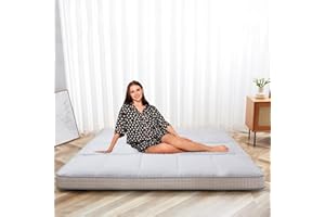 SUNYRISY Futon Mattress Japanese Floor Mattress, Thicken Roll up Sleeping Mattress Tatami Mat Floor Bed, Foldable & Portable Camping Mattress with Storage Bag, Twin Full Queen