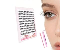 100pcs Self-Adhesive Eyelash Clusters Kit with Lash Brush and Tweezer, Doll & Cat Eye Styles, Wispy Curved Lightweight Reusab