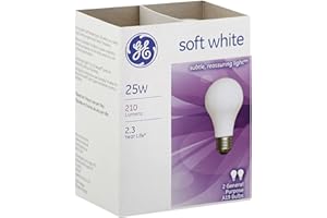 General Electric Ge Soft White Light Bulbs 25 W 210 Lumens A19 Med Base 4-1/4 In. Pack / 2