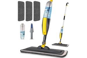 PANDA GRIP Floor Mop for Cleaning Hardwood Daily Easy Cleaning Dust Mops with 360 Degree Swivel Head Dry and Wet Multi Surface Clean, 1 Scrubber and 2 Washable Pad