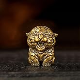 CHOVY 100% Solid Brass Baby Tiger Statue - Handcrafted Retro Animal Sculpture, Cute Desk & Shelf Decor for Living Room or Office, Unique Collectible Art Gift for Tiger Lovers & Wildlife Enthusiasts