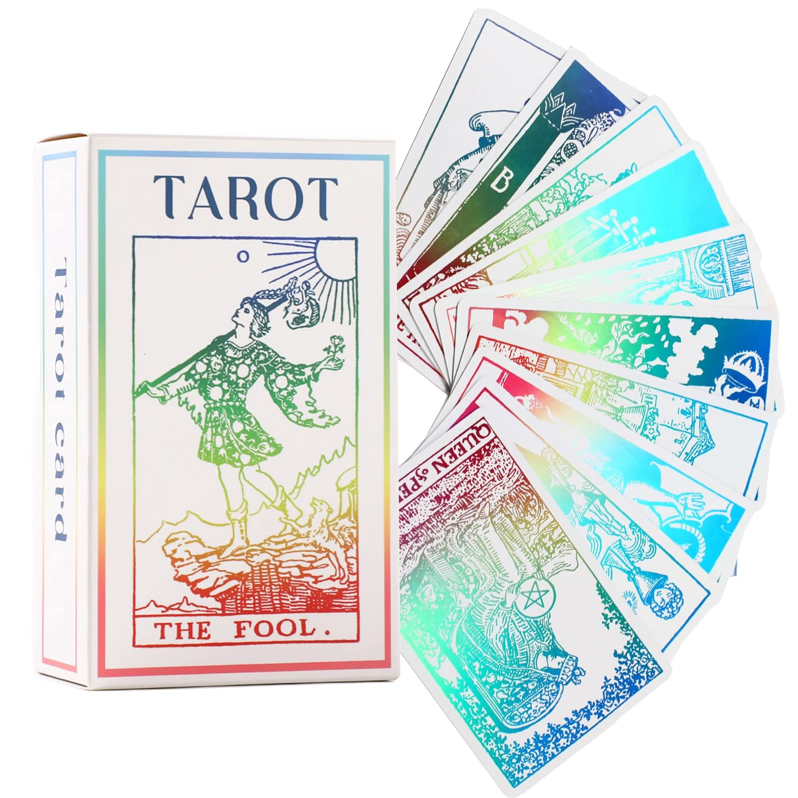 Sincerez Tarot Cards Deck with Guidebook for Beginners, Vintage Card Decks, Unique Fortune Telling Game (Holographic)