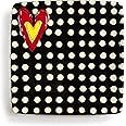 DEMDACO Black and White Dot Red Heart 10.5 inch Stoneware Serving Platter Tray