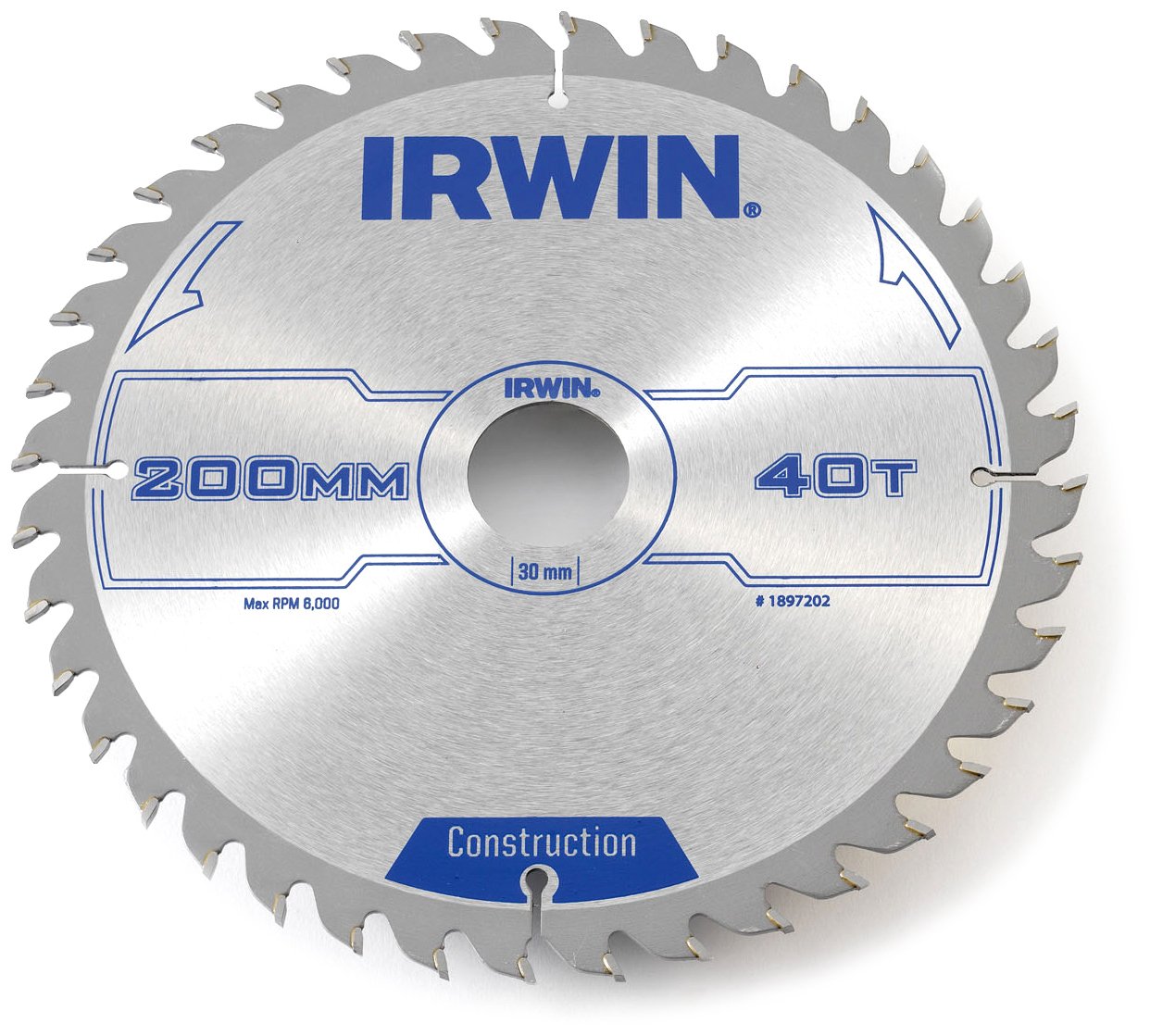 IRWIN IRW1897202 200 x 30mm 40-Teeth Circular Saw Blade with ATB Tooth Grind