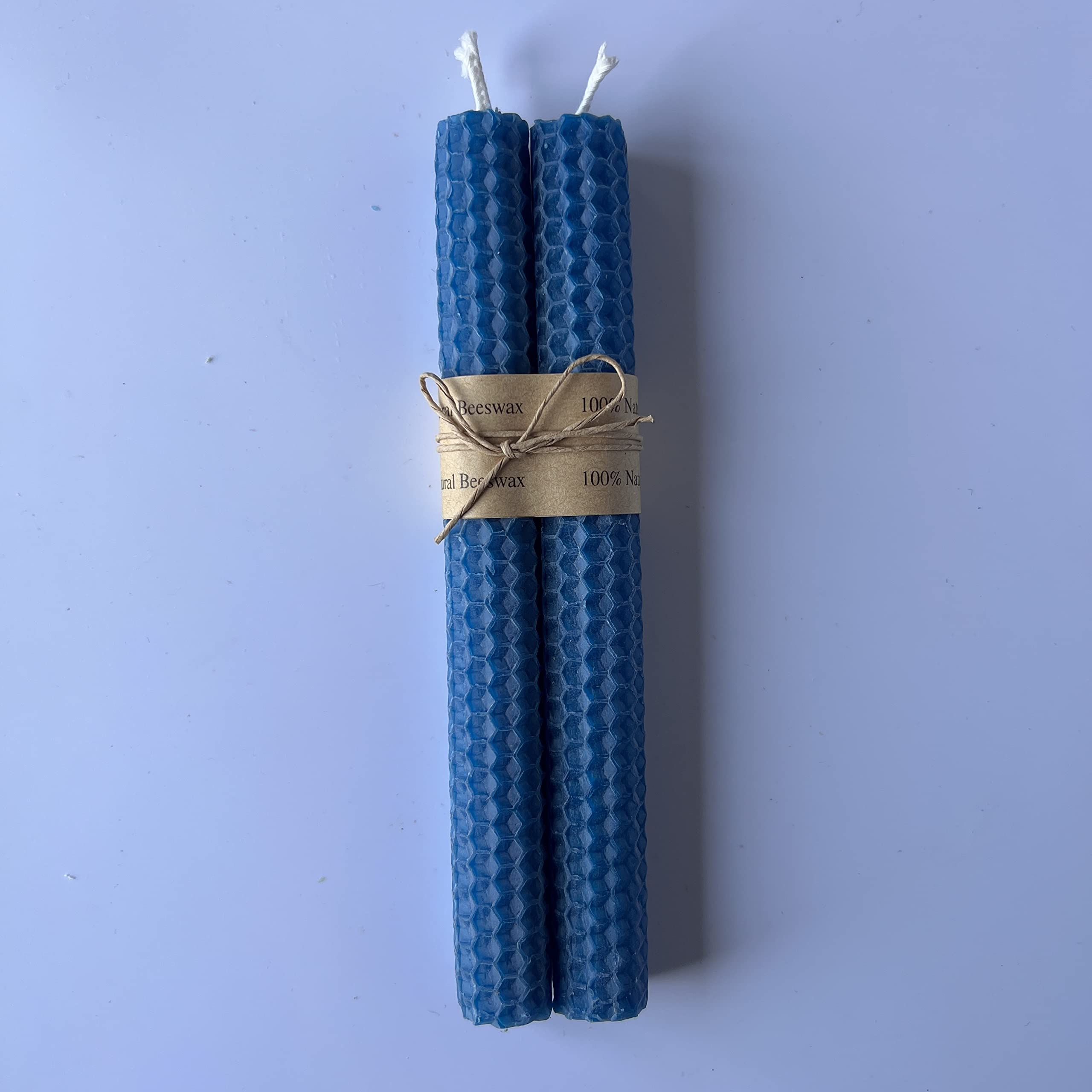 100% Pure Beeswax Dinner Candles, Subtle Honey Smell, Gift for Her, 10 Colours (Azure Blue)