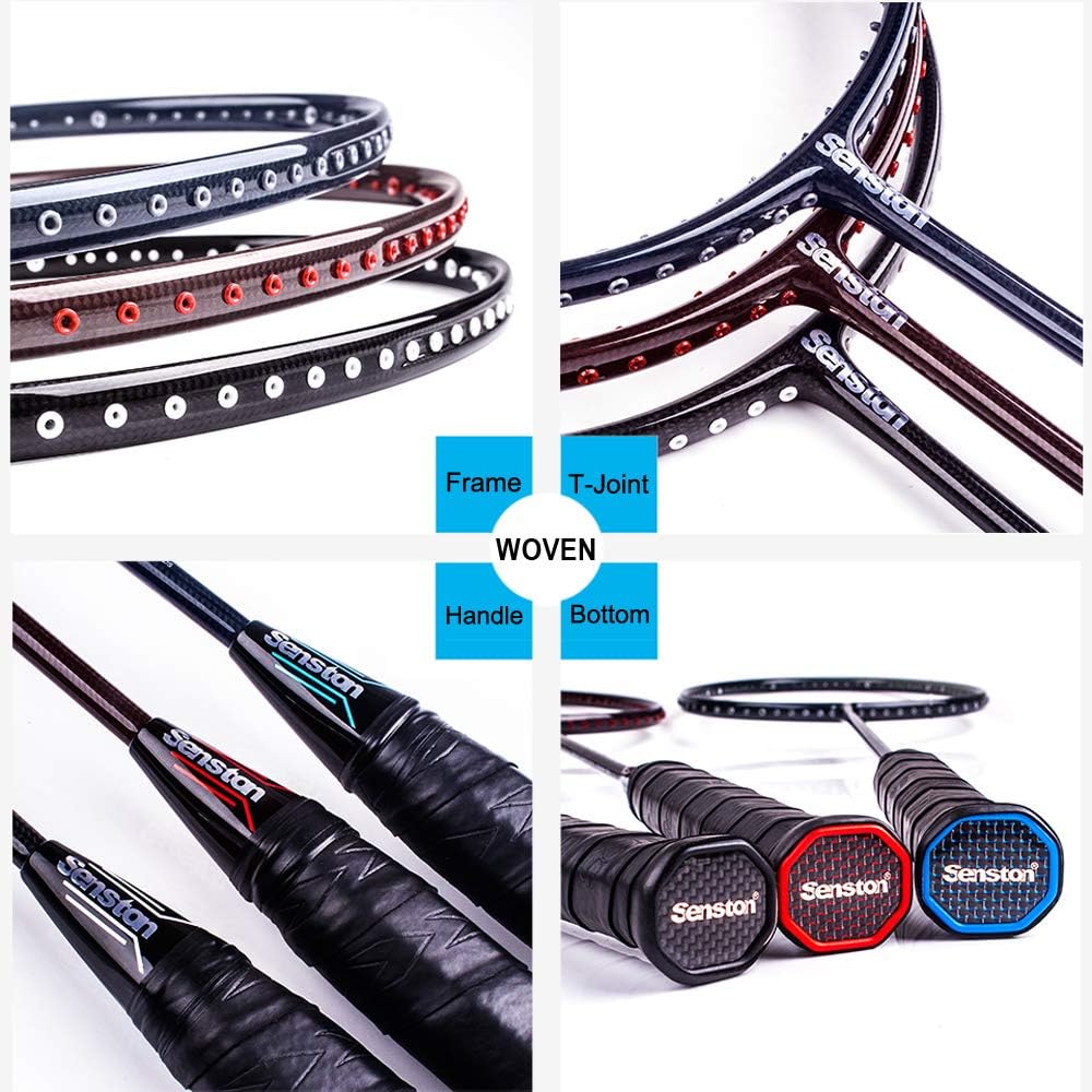 Senston Professional Woven Badminton Racket 100% Full Carbon High-Grade Badminton Racquet Including Racket Cover Black Color : Sports & Outdoors