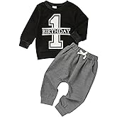 ZOELNIC 1st Birthday Clothes Outfit Boy Baby One Year Old Birthday Outfit Long Sleeve Shirt Pants Fall Winter Outfit Clothes