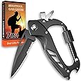 Carabiner Multitool 7-in-1, Carabiner with Pocket Knife, Serrated Folding Knife, Rope Cutter, Bottle Opener, Window Breaker, Screwdriver, Unique Gifts for Men, Outdoor Survival Gear, Camping Hiking