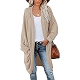MEROKEETY Batwing Sleeve Waffle Knit Oversized Cardigan
