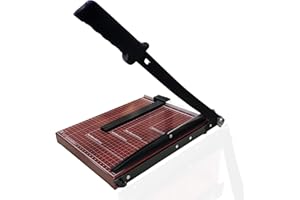 DUAXETONGXIA Easy to Use 12'' Guillotine Paper Cutter，Stack Paper Trimmer with Safety Blade Lock,12 Sheets Capacity,Heavy Duty Metal Base, Automatic Clamp,Perfect for Office，School (red, 12Inch)