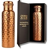 SYTH Luxury 100% Pure Copper Water Bottle - 34 OZ โ |BPA Free| Ayurvedic Copper Drinking Bottle for Women and Men โ | Lab-Tested, Heavy Duty & Leak-Proof | Copper Vessel (Luxury Gift Box Included)