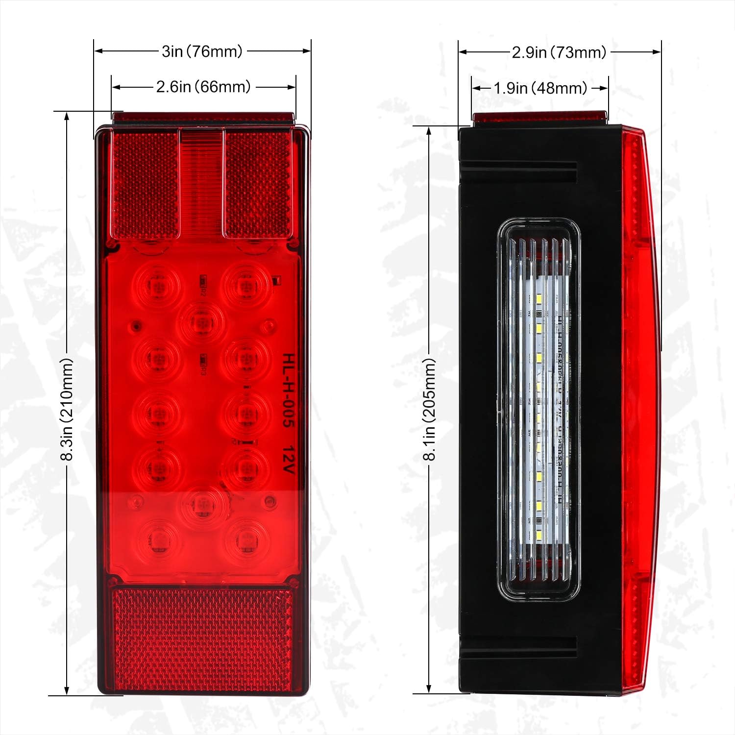LED 12V WoneNice Low Function Turn Taillights, Stop
