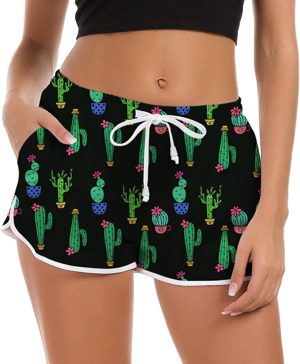 Women Swim Shorts 3D Graphic Beach Board Shorts Summer Swimwear Bottom Novelty Workout Gym Sport Pants with Adjustable Drawstring XS-XL