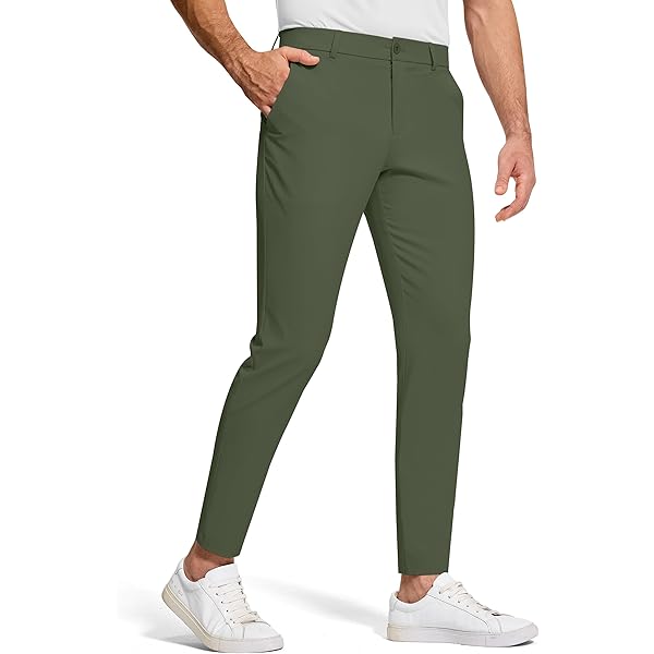 SERAMY Men's Golf Dress Pants 30" Inseam Stretch Skinny Tapered Lightweight  Breathable Chino Trousers with Pockets for Casual Work Army Green 33 at  Amazon Men's Clothing store