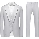 KUDORO Suit for Men Slim Fit 3 Piece Casual Business Wedding Tuxedo Suit Jacket Vest Pants Set