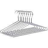Amber Home Heavy Duty Metal Shirt Coat Hangers 10 Pack, Stainless Steel Clothes Hanger with Polished Chrome, 17 Inch Silver M