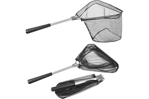 Yeahmart Fishing Net Minnow Nets with Aluminum Collapsible Telescopic Fishing Pole Handle and Nylon Mesh, Small Fishing Landing Net for Saltwater Freshwater, Kids, Men, Women, Extends to 21-75 inch