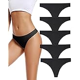 voenxe Seamless Women Underwear Thongs,No Show Ladies Thong,No Line Workout Breathable Comfortable Panties,Soft Undies,5-Pack