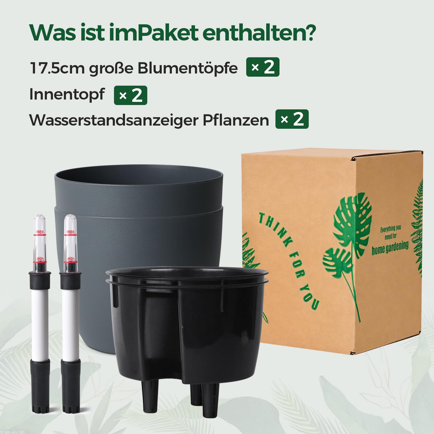 T4U 17,5cm Selbstbewässerungstopf Rund 2er, Kräutertopf für Basilikum Weiß 7