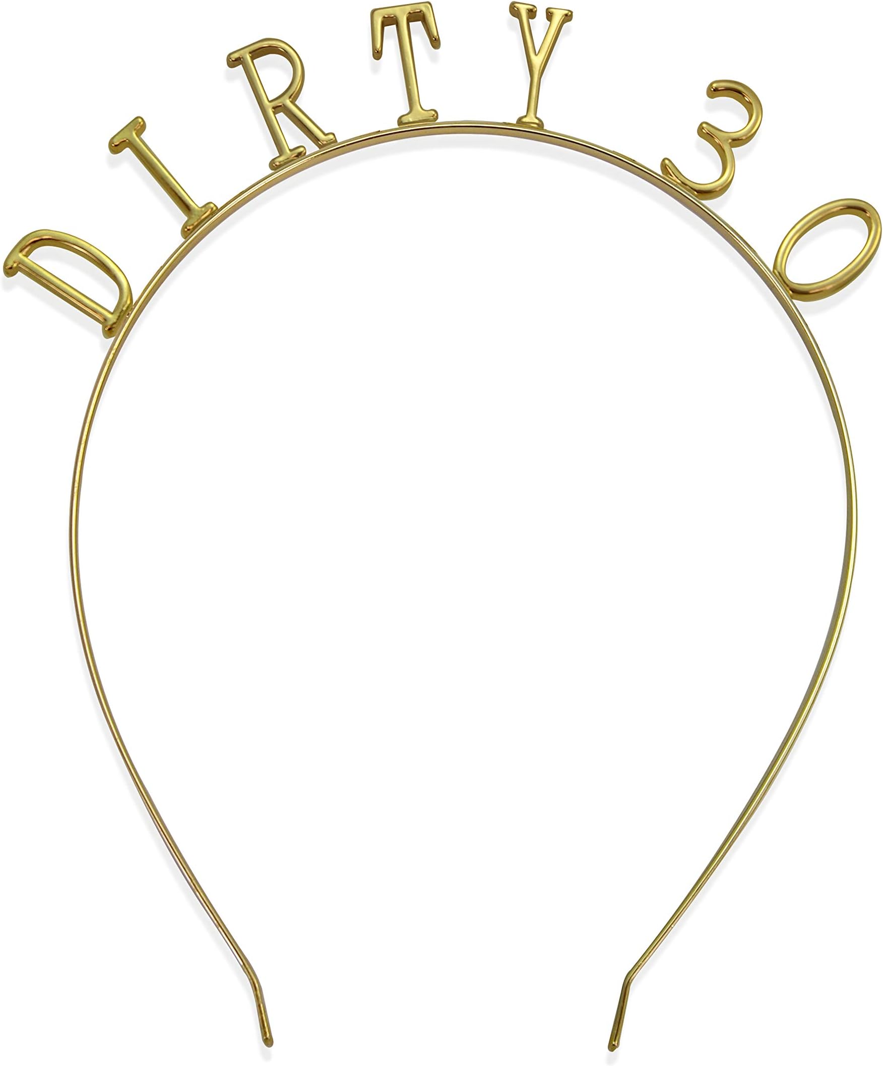 Dirty 30 Tiara Alternative Birthday Headband Novelty 30th Party Gift for Women (Gold)