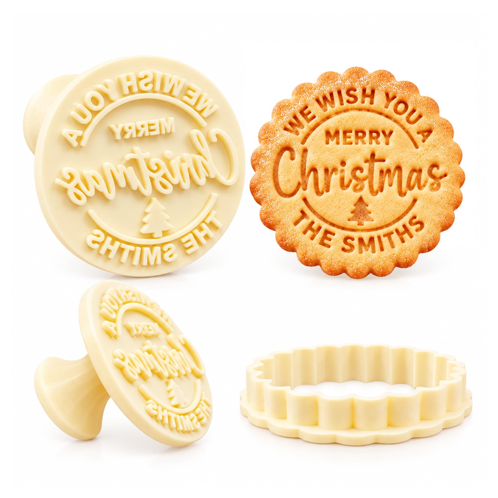 Christmas Cookie Stamps Personalized Cookie Stamps for Baking Cookies | Christmas Cookie Stamp with Family Name, Cookie Press