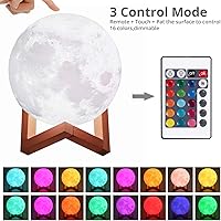 Lampada Terra 3D Con LED 7 Colori - Luna Stampa 3D, Ricaricabile USB, Legno E PLA Ecologico, Luce Notturna - Foto 5