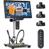 Elikliv Magnetic 3-Lens Digital Microscopes, 4K 10.1" Magnifier TL301 Max | 10&ldquo; Stand for Soldering Electronics Repair, Full Coin View for Collectors, HDMI/USB Output, LED Light, Grid Line, Remote, 16G