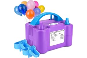 AGPTEK Electric Air Balloon Pump, 110V 600W Purple Portable Dual Nozzle Inflator/Blower for Party Decoration,with 2 Balloon Tying Tool