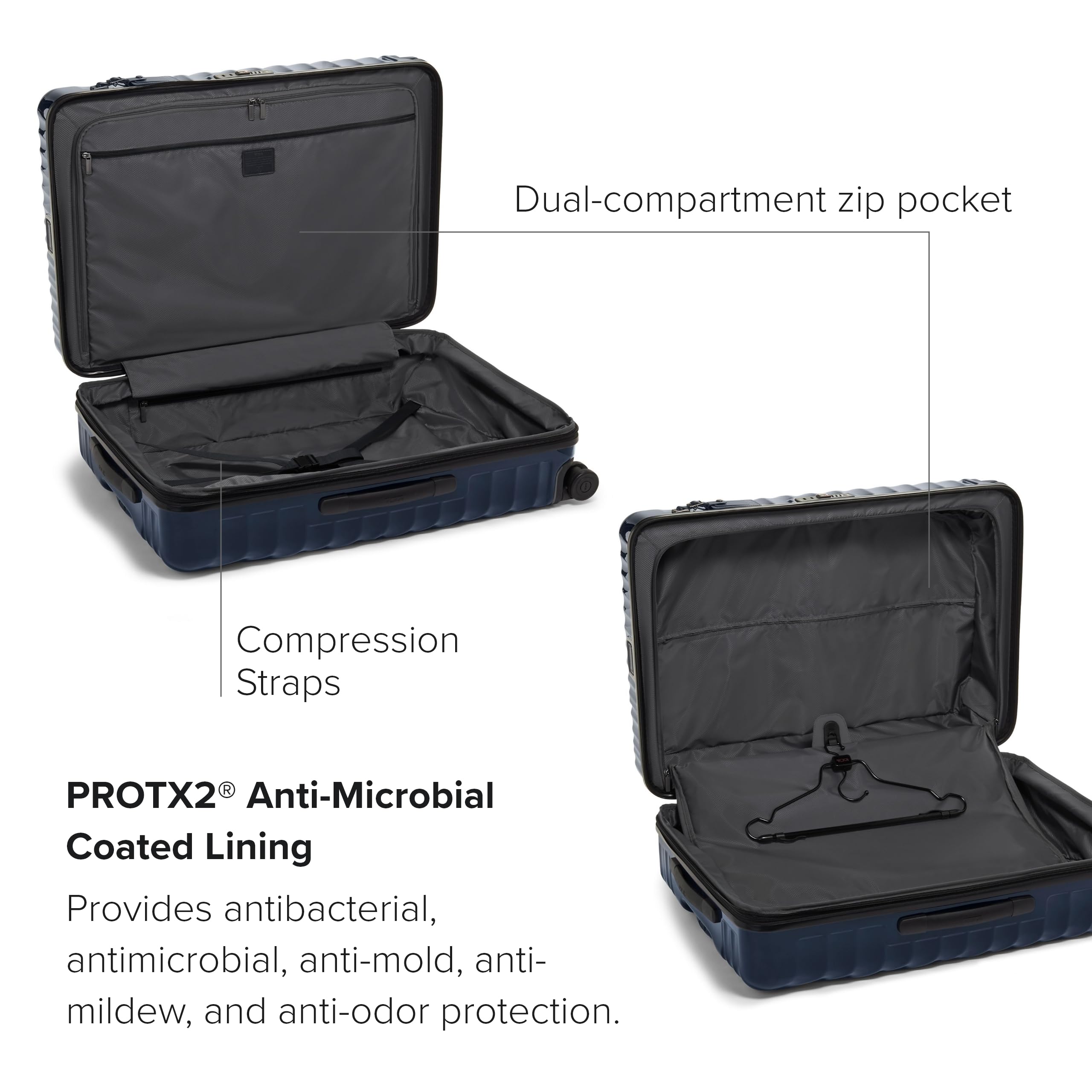 TUMI 19 Degree Extended Trip Expandable 4 Wheeled Packing Case - Hard Shell Suitcase - Roller Suitcase Checked Bag - Navy