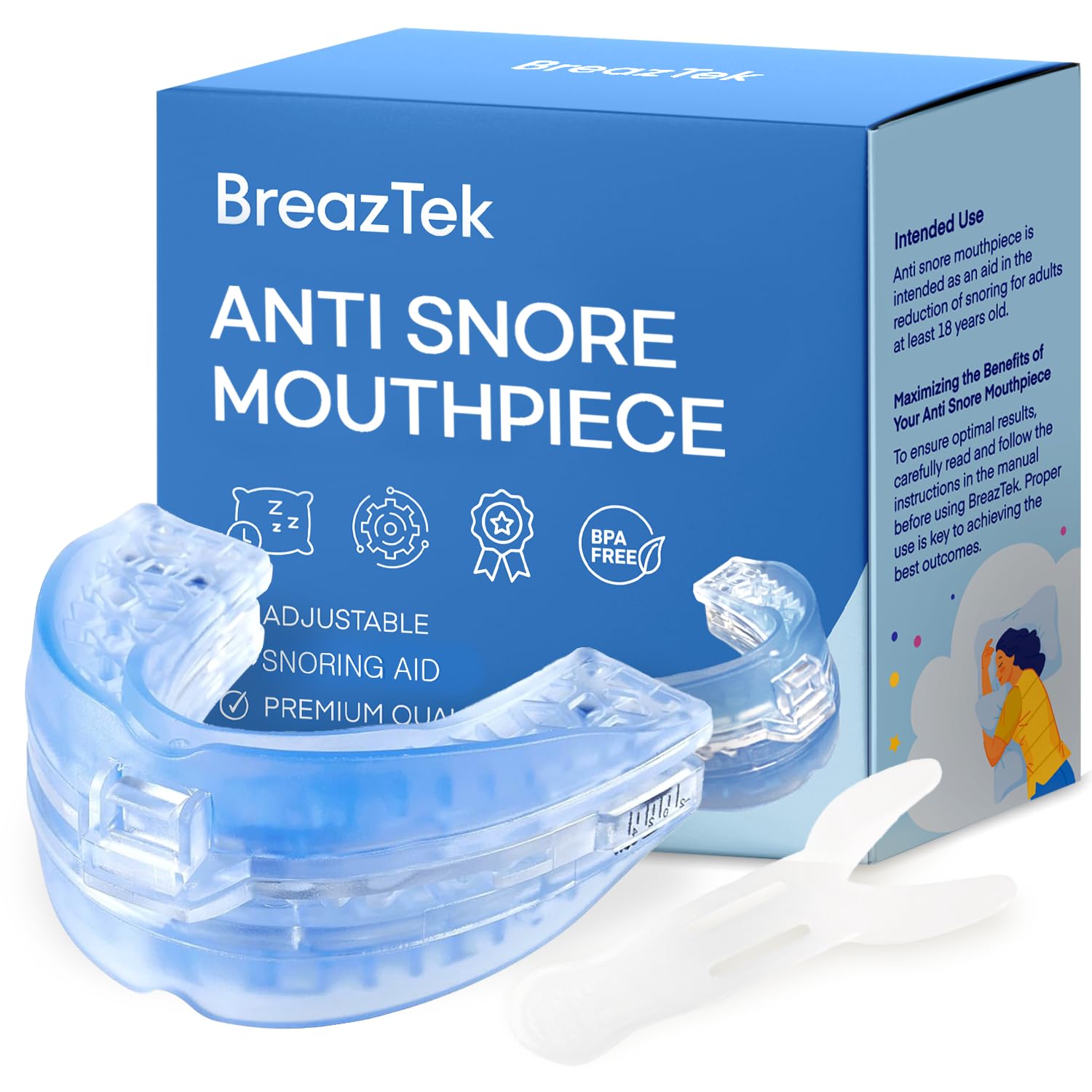 Photo 1 of BreazTek Anti Snore Mouthpiece: FDA Cleared Snoring Aid - Helps Reduce Snoring During Sleep for Men and Women (Lightblue)