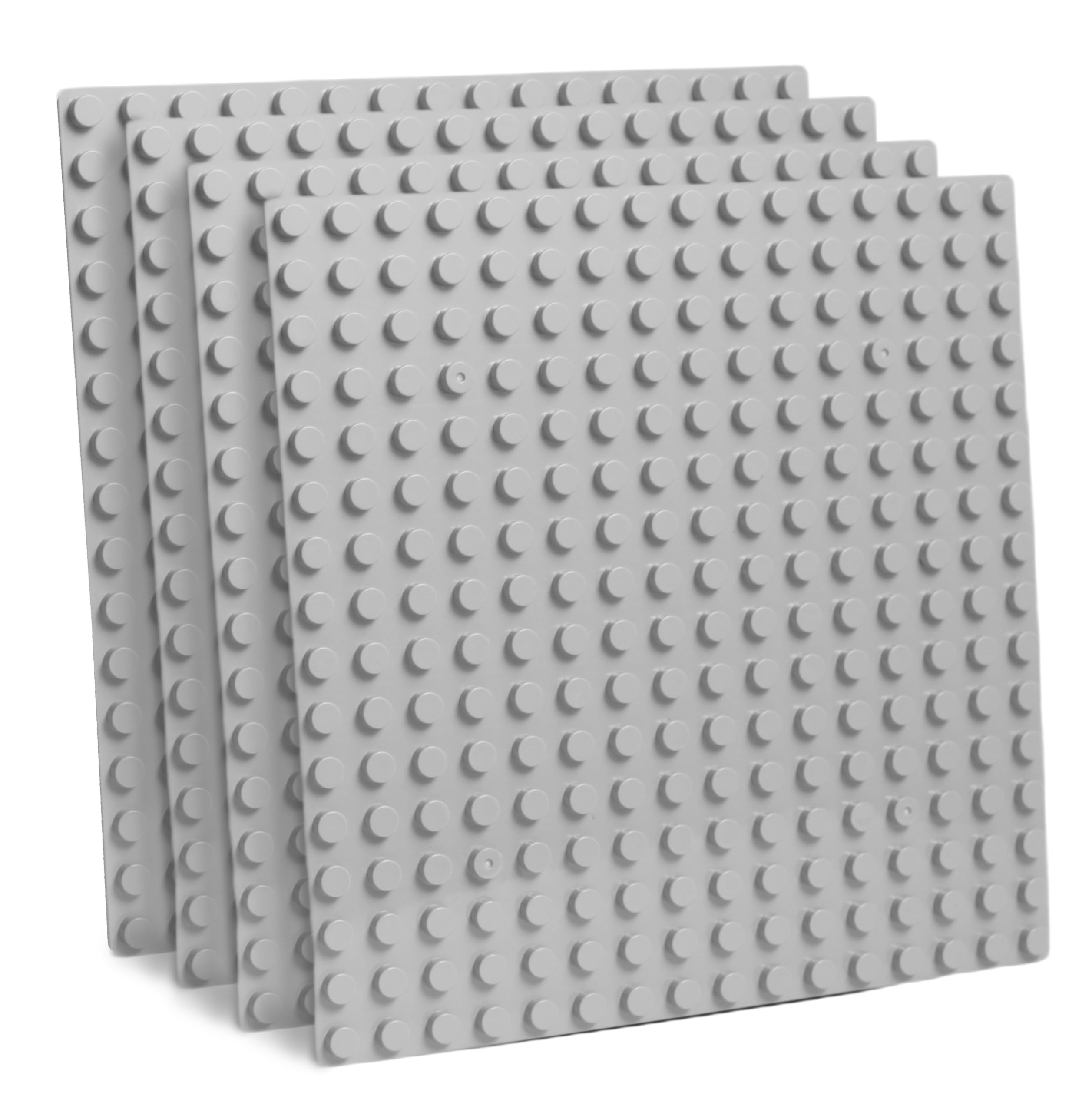 Florappy Compatible with DUPLO Building Block Baseplate - 10 x 10 Inch in Green, Gray, Blue - Versatile for DIY Projects, Play Tables, or Wall Decorations - Durable, Easy to Use (Grey, 4, pieces)