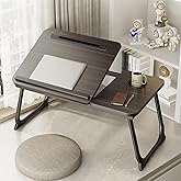 Laptop Desk for Bed, Adjustable Laptop Stand with 5 Adjustable Angles, Portable Lap Tray Table with USB Charge Port and Cup H
