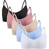 HIVOF Girls Comfortable Camisole Bra with Adjustable Thin Straps - 5 Packs