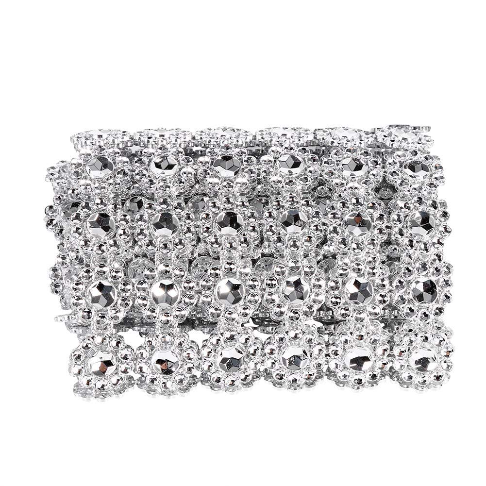 Raguso Silver Sparkling Rhinestone Ribbon Rhinestone Ribbon 1 Yard Rhinestone Ribbon Cloth