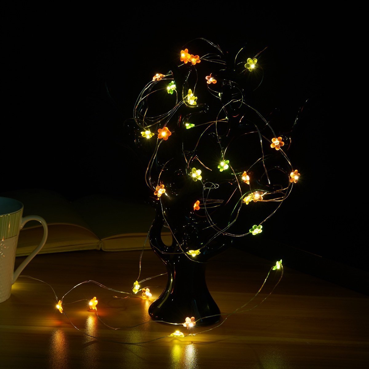 YMING Decorative Fairy Lights, USB 19.6ft 40 LEDs Flower String Lights Waterproof Festival Starry Twinkle Lights For Bedroom Indoor Outdoor Christmas Party (multicolor flower)