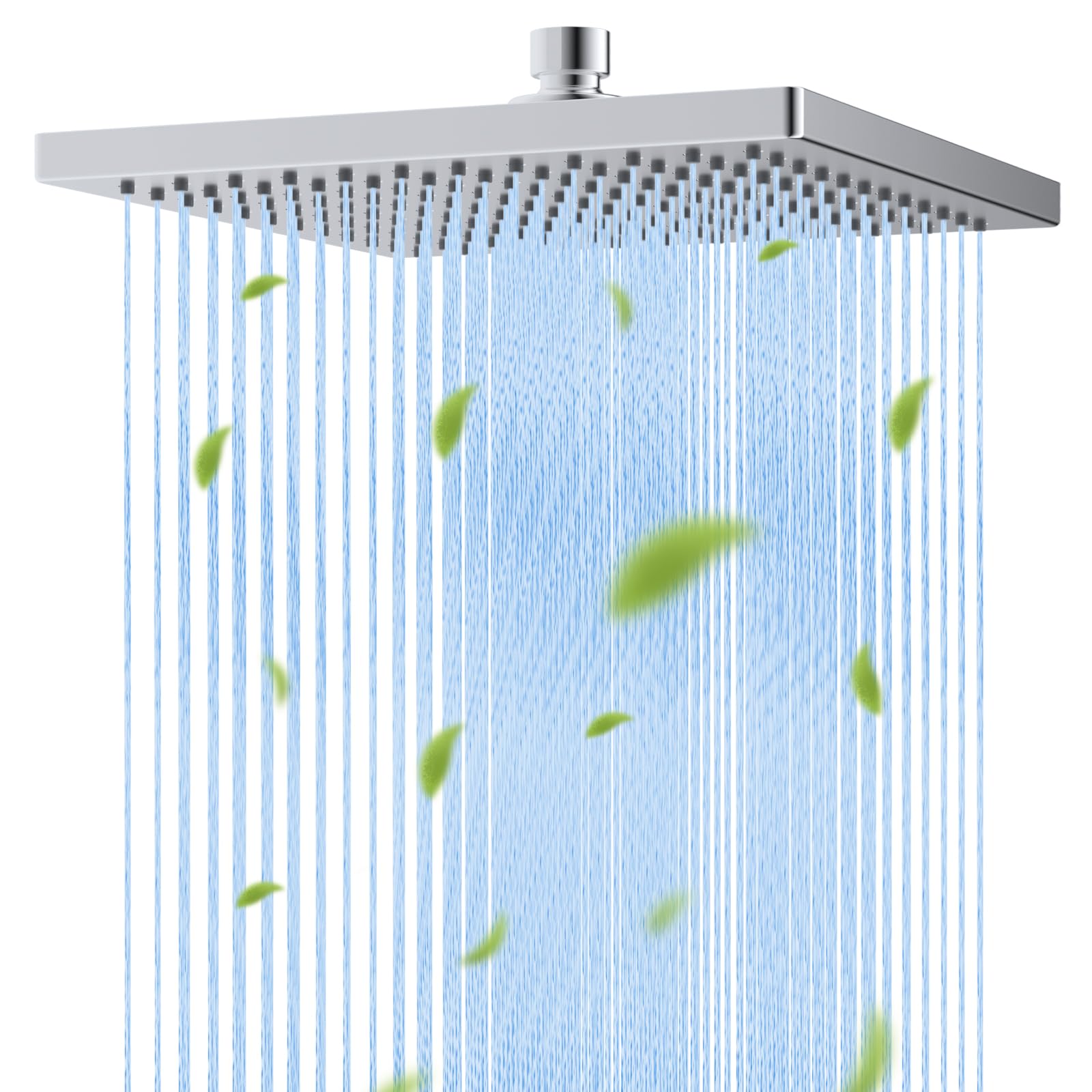 Photo 1 of Hibbent Thickness Metal Rain Shower Head, 10 Inch High Pressure Rainfall Shower Head, Square Large Bathroom Waterfall Shower Heads, High Flow Fixed Showerheads with Adjustable Brass Ball Joint, Chrome