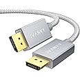 IVANKY DisplayPort Cable 6.6ft/2M, [4K@60Hz, 2K@165Hz, 2K@144Hz], Gold-Plated Braided High Speed DP 1.2 for Gaming Monitor, Graphics Card, TV, PC, Laptop - Silver Grey